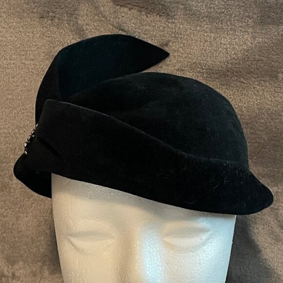 Velour vintage hat 30s  40s - Picture 3 of 7